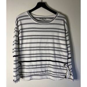 White + Warren Side Tie Striped Top Size S